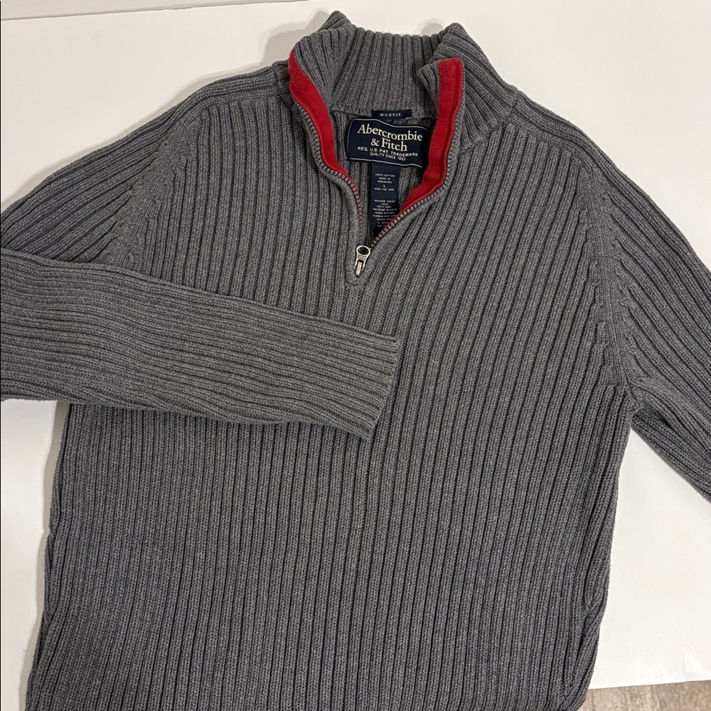 Vintage Abercrombie and Fitch Sweater Mens Muscle Y2K Quarter Zip Preppy - L